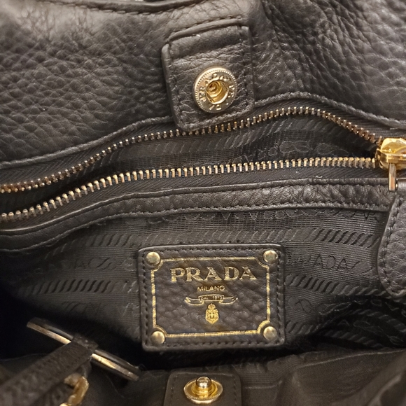 Black Leather Prada Two Way Satchel Handbag - Picture 7 of 8